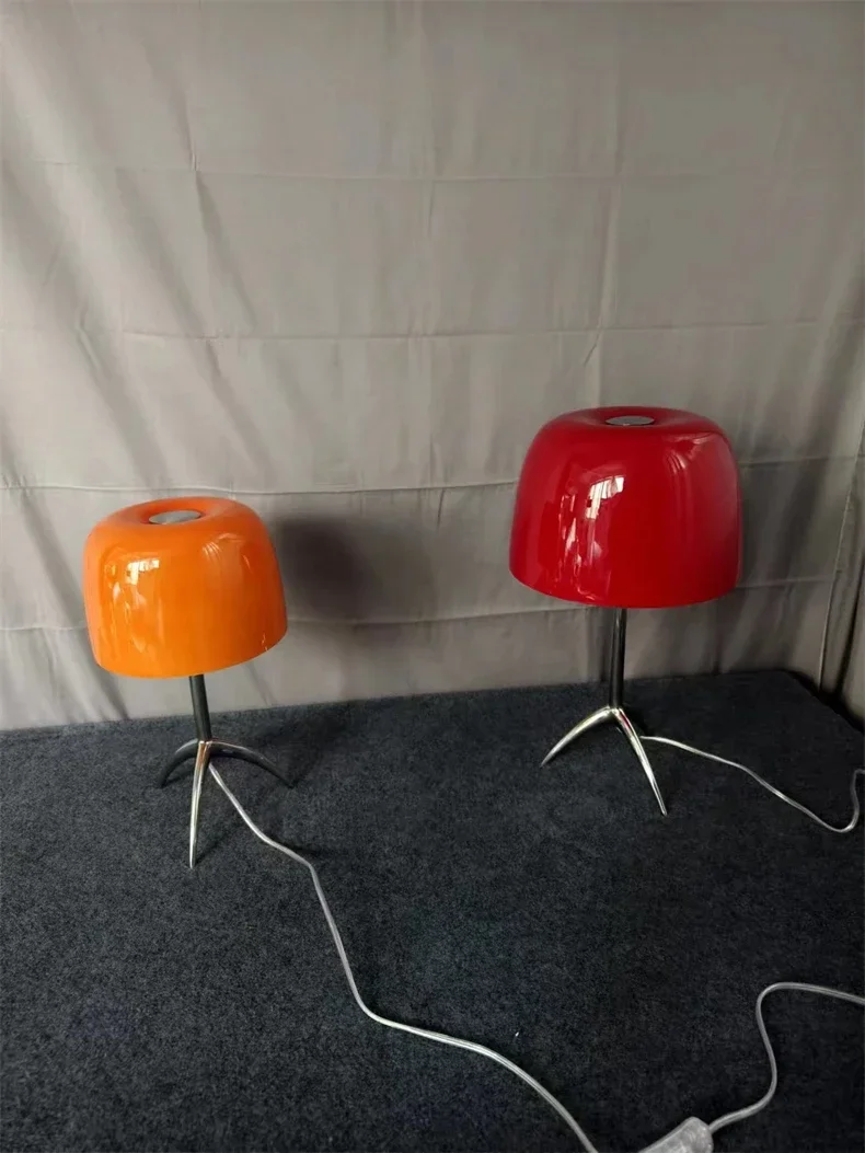 Nordic Modern Colorful Glass Lampshade Three Legged LED Desk Lamp Suitable for Study Bedroom Living Room