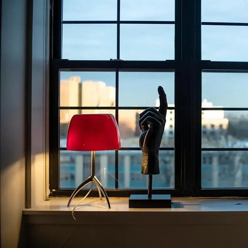 Nordic Modern Colorful Glass Lampshade Three Legged LED Desk Lamp Suitable for Study Bedroom Living Room