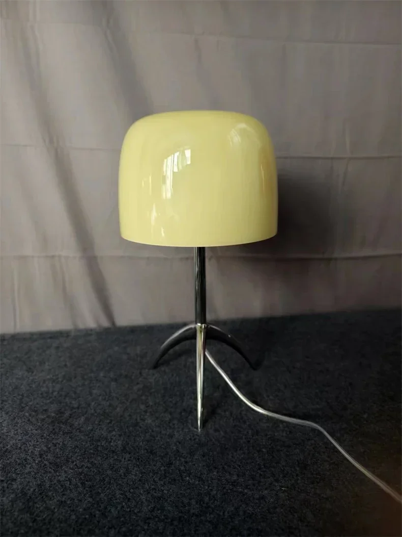 Nordic Modern Colorful Glass Lampshade Three Legged LED Desk Lamp Suitable for Study Bedroom Living Room