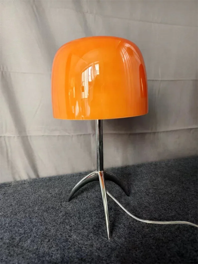 Nordic Modern Colorful Glass Lampshade Three Legged LED Desk Lamp Suitable for Study Bedroom Living Room