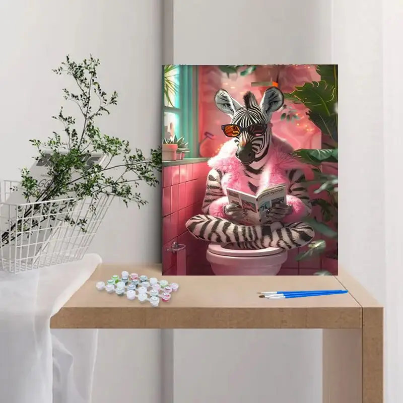 CHENISTORY Paint By Number Animal toilet Landscape Kits Handpainted Picture By Number Drawing On Canvas Home Decoration