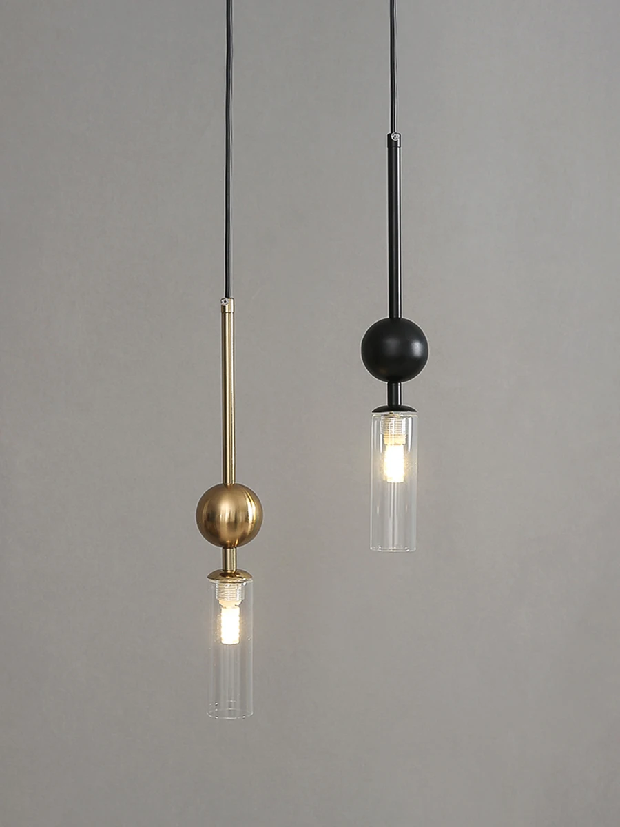 Nordic Light Luxury Pendant Lights Gold Black Iron Art Chandeliers LED Restaurant Bedroom Bedside Glass Decoration Hanging Lamp