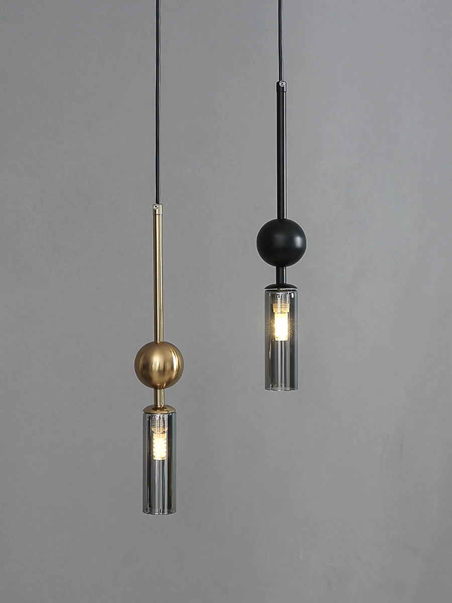Nordic Light Luxury Pendant Lights Gold Black Iron Art Chandeliers LED Restaurant Bedroom Bedside Glass Decoration Hanging Lamp