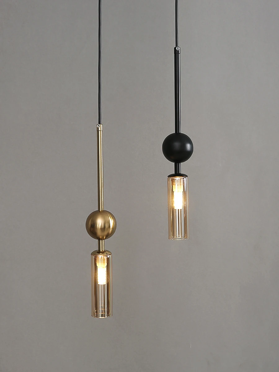 Nordic Light Luxury Pendant Lights Gold Black Iron Art Chandeliers LED Restaurant Bedroom Bedside Glass Decoration Hanging Lamp