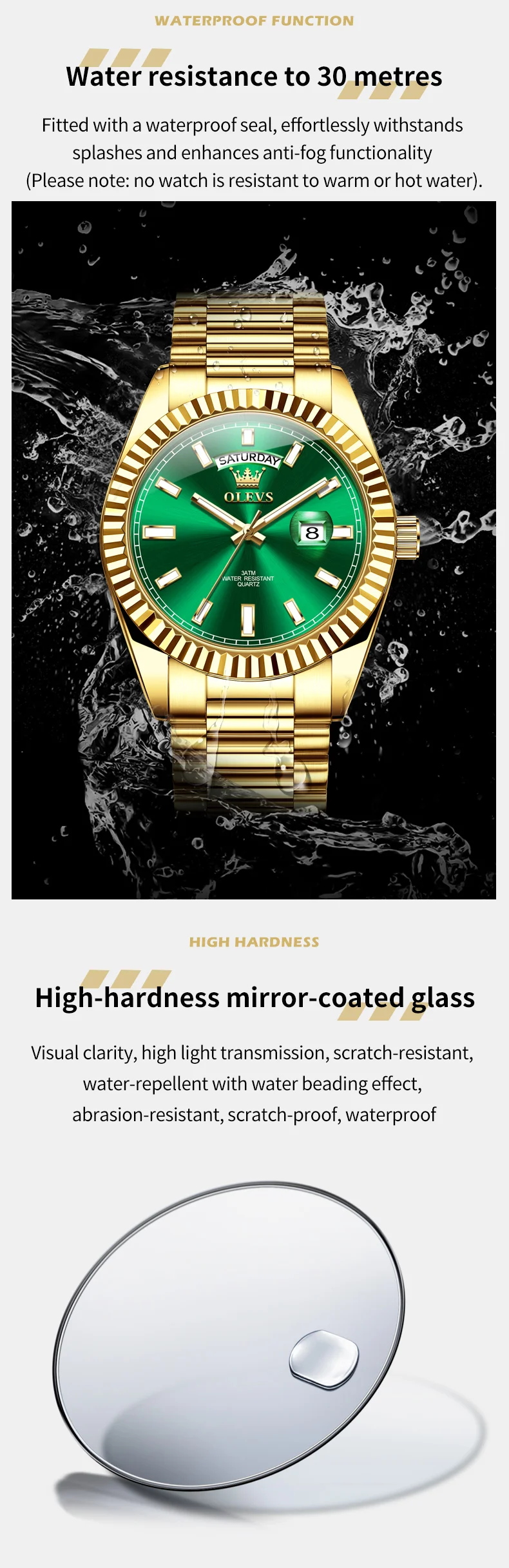 OLEVS New Fashion Quartz Mens Watches Top Brand Luxury Wristwatch Day Date Watch Men Waterproof Steel Male Clock Reloj Hombre
