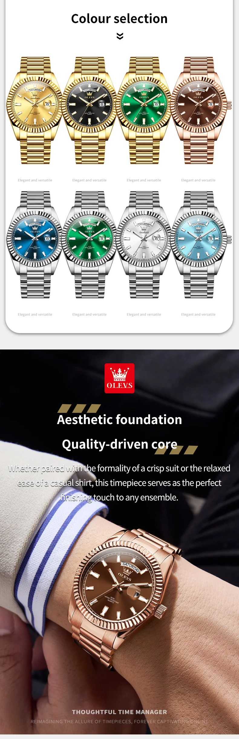 OLEVS New Fashion Quartz Mens Watches Top Brand Luxury Wristwatch Day Date Watch Men Waterproof Steel Male Clock Reloj Hombre
