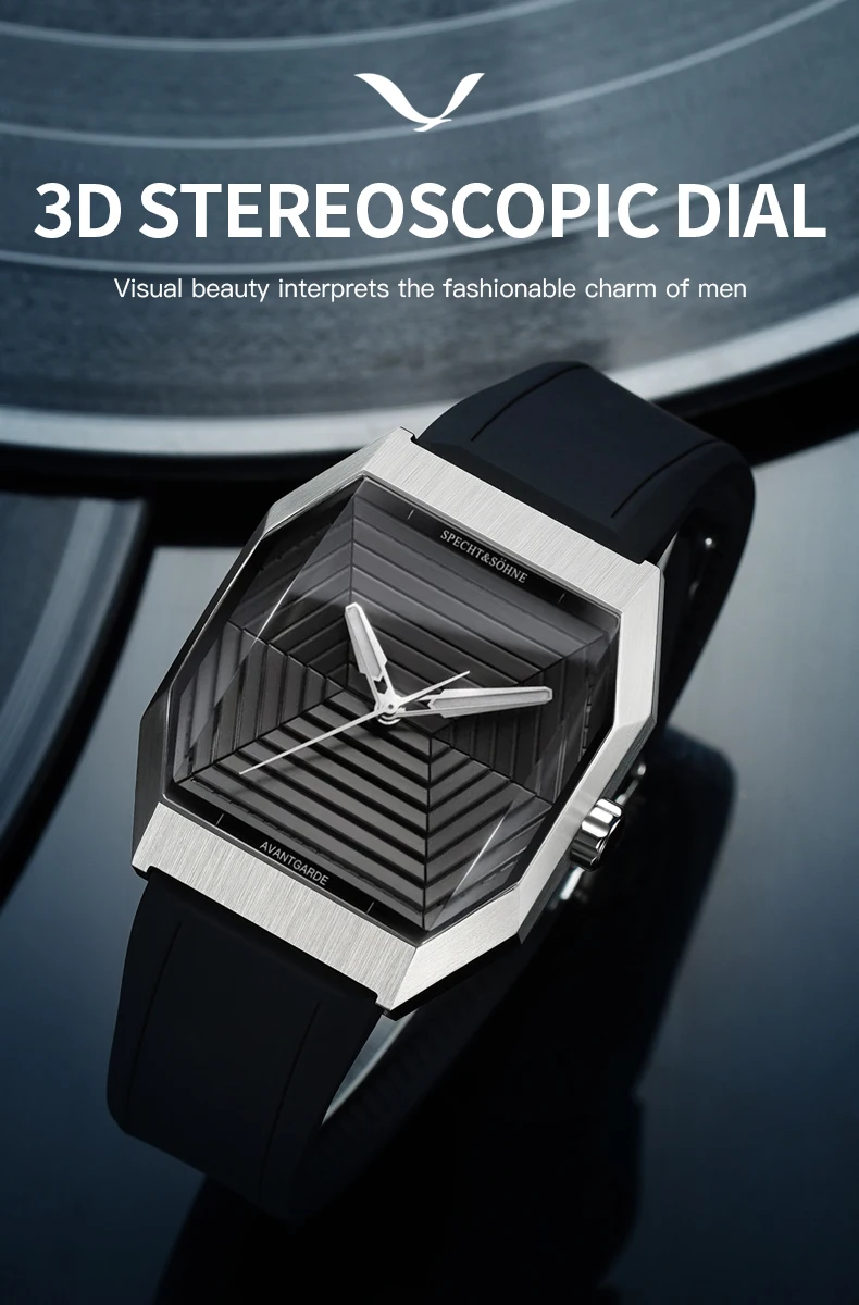 Luxury Brand Specht & Söhne New Classic Men's Wrist Watch Stainless Steel Blue Rubber Strap Waterproof Luminous Sport Watches