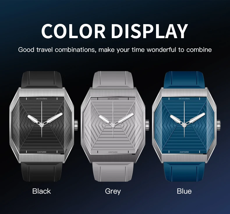 Luxury Brand Specht & Söhne New Classic Men's Wrist Watch Stainless Steel Blue Rubber Strap Waterproof Luminous Sport Watches