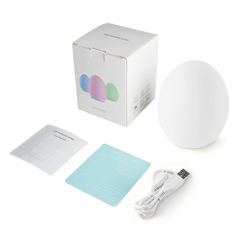 New Egg Shape Night Ambient Light RGB Control Touch Dimmable Lamp USB Rechargeable Portable Table for Bedside Lamps Night Lamp