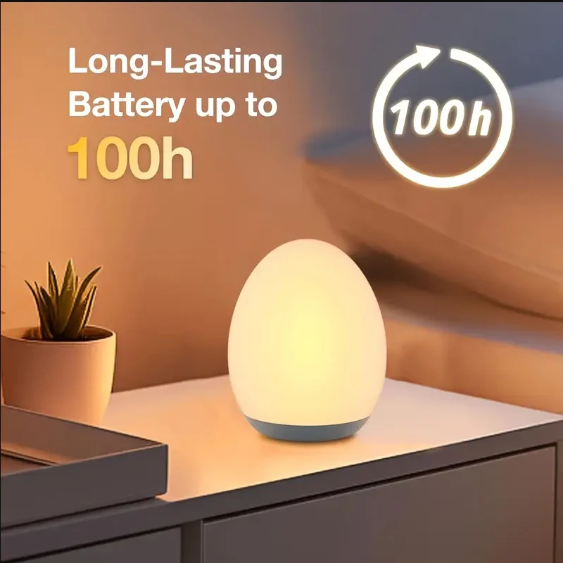 New Egg Shape Night Ambient Light RGB Control Touch Dimmable Lamp USB Rechargeable Portable Table for Bedside Lamps Night Lamp
