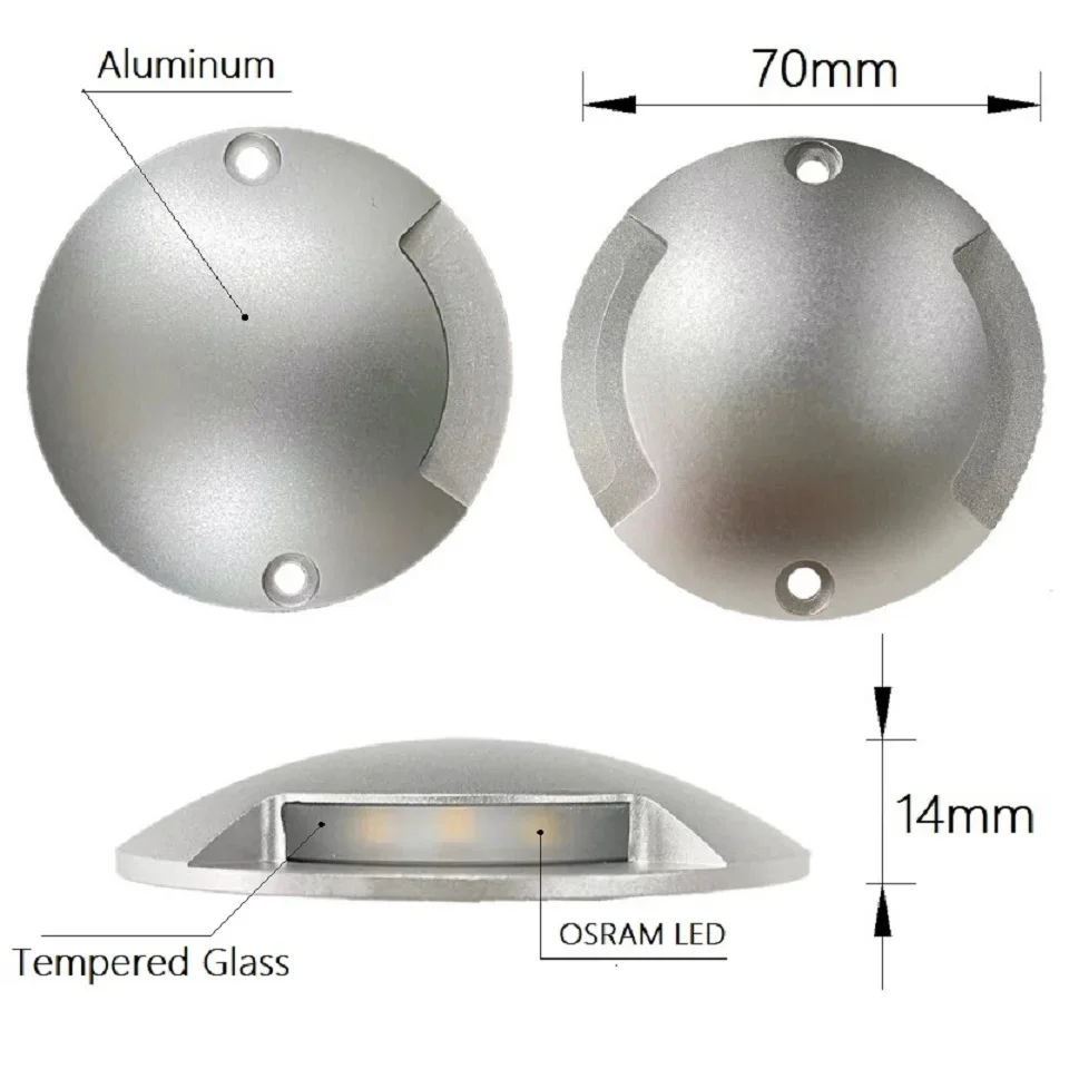 QITU 12V 24V LED Outdoor Ground Spot RGB Garden Side Light Waterproof IP67 Mini Surface Mounted Thin Terrace Courtyard Spotlight