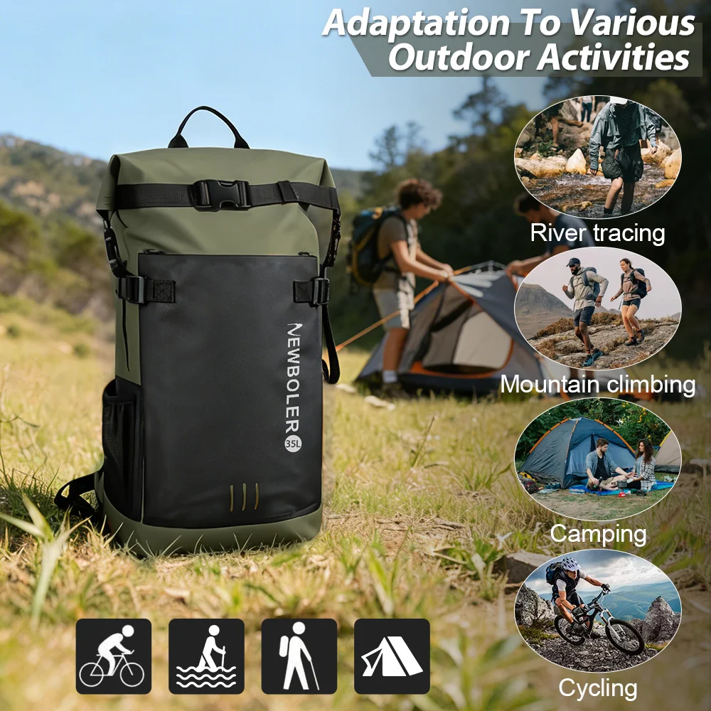 Swimming PVC Pack Dry Bag Backpack for Women Men 35L Waterproof Shoulder Kayak Trekking Drifting Rafting Surfing Boating Bag