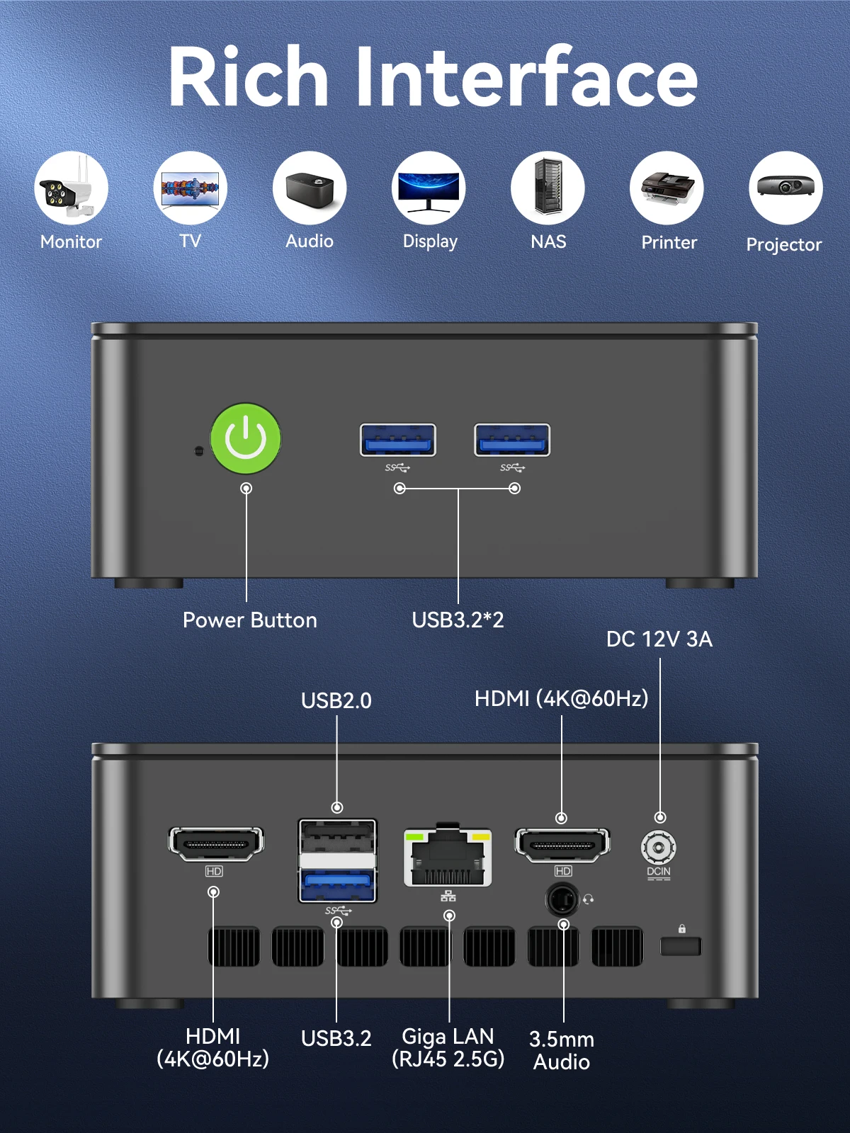 GMKtec G3S Mini PC Intel Alder Lake N95 Windows 11 Pro Mini PC 8GB DDR4 128/256GB PCIe M.2 SSD WiFi 5 BT5.0 Desktop Computer