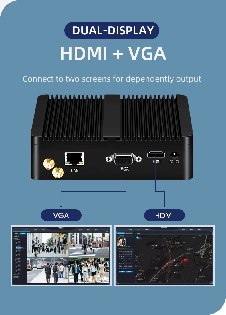 XCY Fanless Mini PC Intel Celeron J1900 Quad Cores Gigabit Ethernet 4x USB HDMI VGA Display Support WiFi Windows Linux/Ubuntu