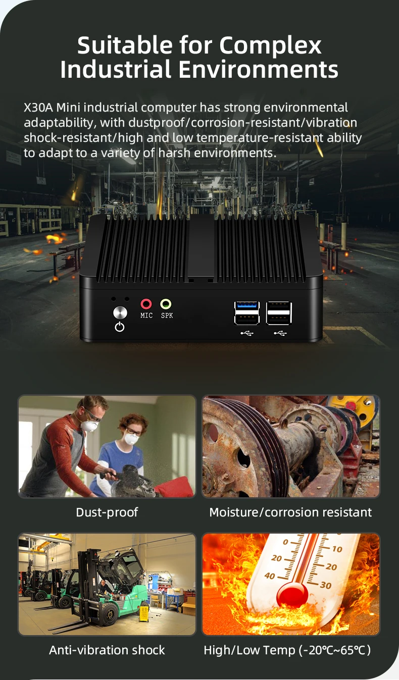 XCY Fanless Mini PC Intel Celeron J1900 Quad Cores Gigabit Ethernet 4x USB HDMI VGA Display Support WiFi Windows Linux/Ubuntu