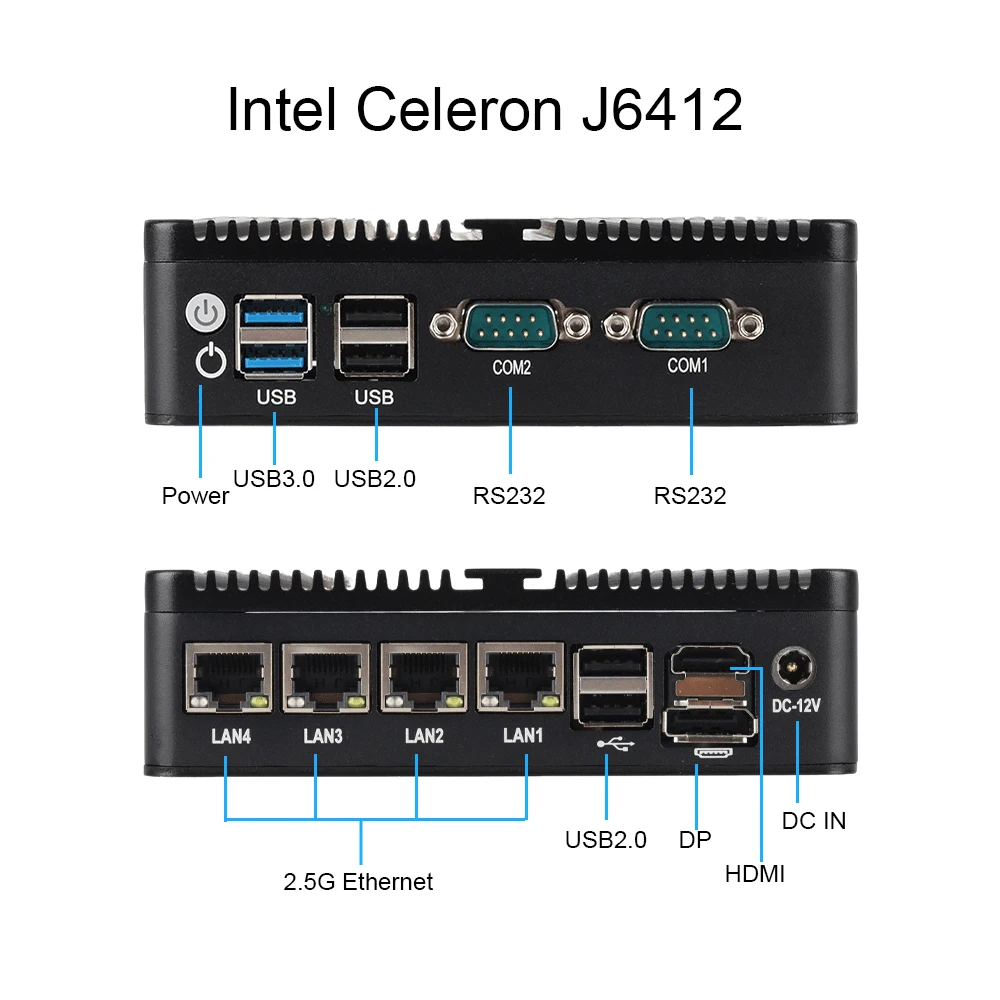 4 Ethernet Mini PC Intel N100 N2830 J1900 J4125 N5105 CPUs X86 Firewall Router Pfsense OPNSENSE Windows Linux Virtual Machine