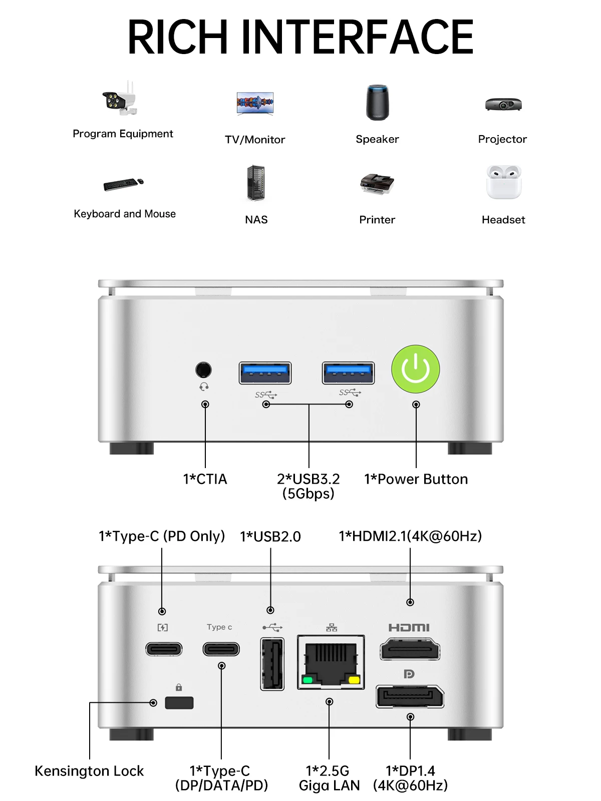 GMKtec G10 Mini PC AMD Ryzen 5 3500U (Beats N150/N97) 2.5GbE NIC LAN Desktop Mini Computers WiFi 5, Type-C, Triple 4K Display