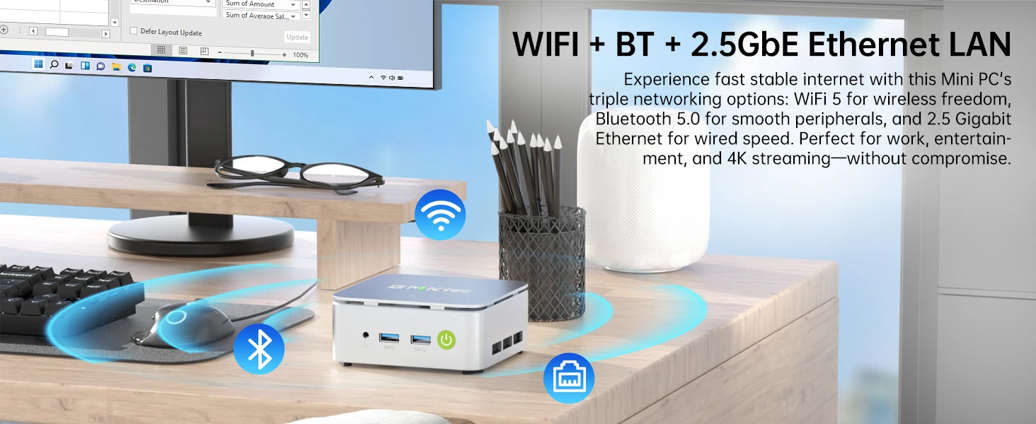 GMKtec G10 AMD Ryzen5 3500U Mini Pc Dual Channel DDR4 2400MT/s NVMe SSD Win 11 Pro WiFi BT 2.5Gbps LAN Desktop Office Computer