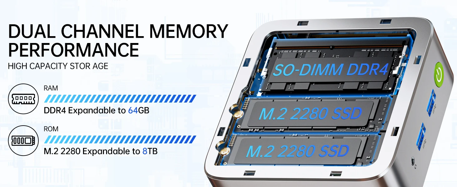 GMKtec G10 AMD Ryzen5 3500U Mini Pc Dual Channel DDR4 2400MT/s NVMe SSD Win 11 Pro WiFi BT 2.5Gbps LAN Desktop Office Computer