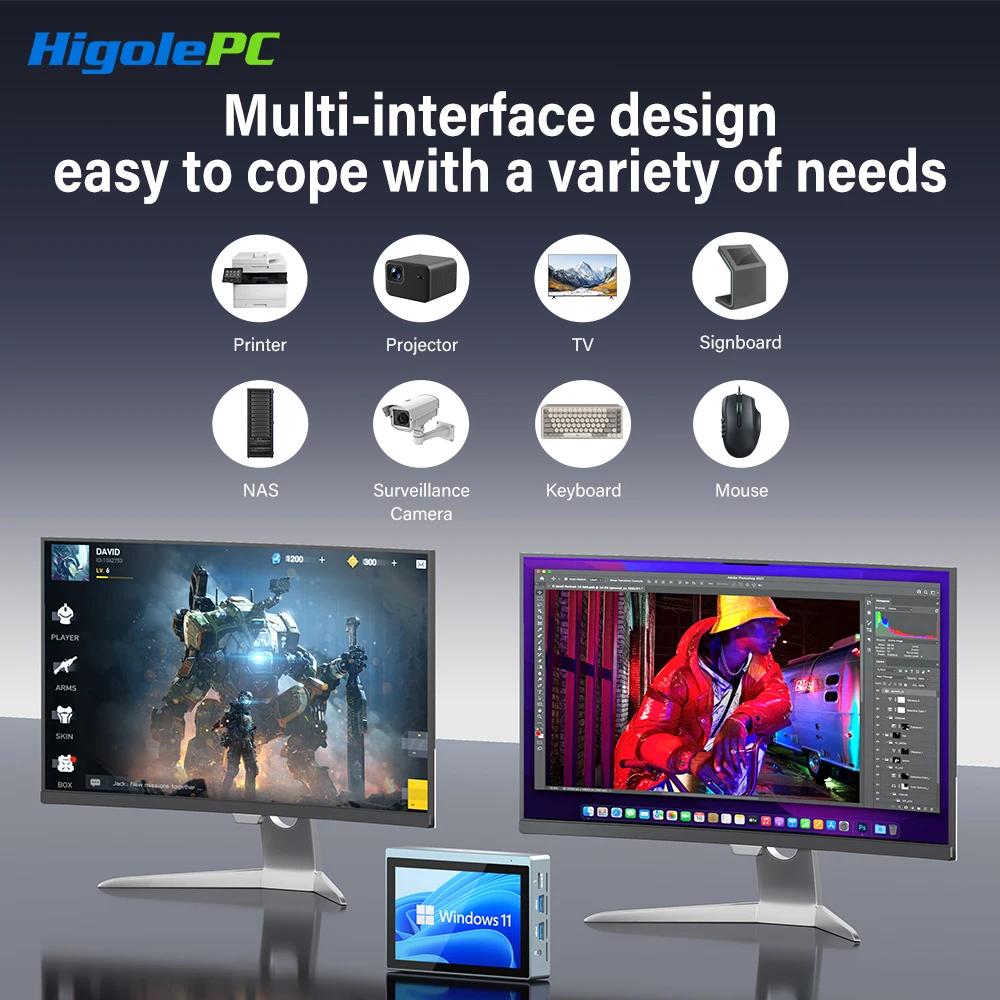 Higole Gole 2 Pro 5.5'' Mini PC Intel N5100/N5095 Windows 11 WiFi5 8/16 128/256G 4K Windows Tablet Desktop PC Mini Computers
