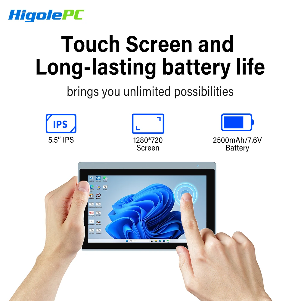 Higole Gole 2 Pro 5.5'' Mini PC Intel N5100/N5095 Windows 11 WiFi5 8/16 128/256G 4K Windows Tablet Desktop PC Mini Computers