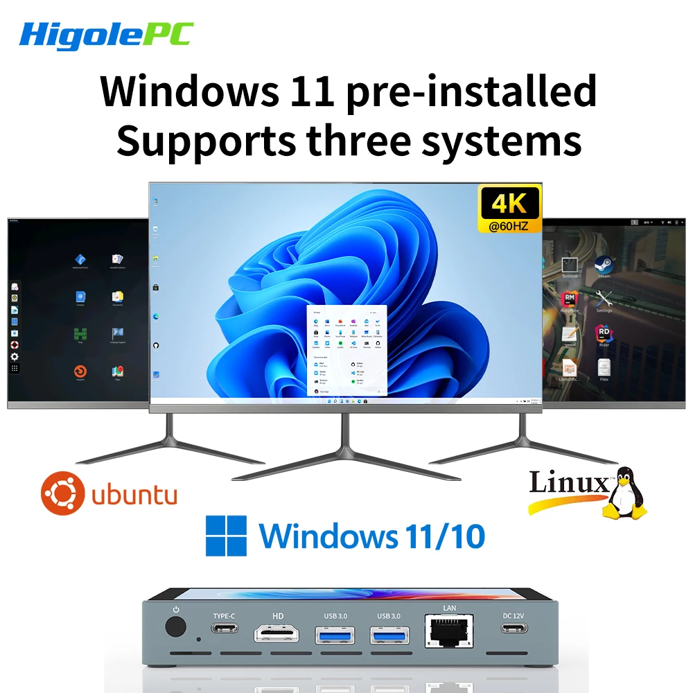 Higole Gole 2 Pro 5.5'' Mini PC Intel N5100/N5095 Windows 11 WiFi5 8/16 128/256G 4K Windows Tablet Desktop PC Mini Computers