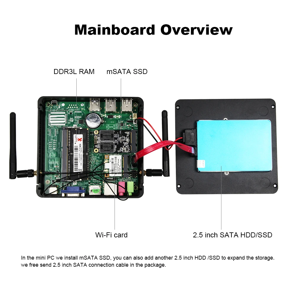 XCY Fanless Mini PC Intel Core I7 4500U I5 4200U Gigabit Ethernet HDMI VGA Display 8x USB Ports Support WiFi Windows Linux
