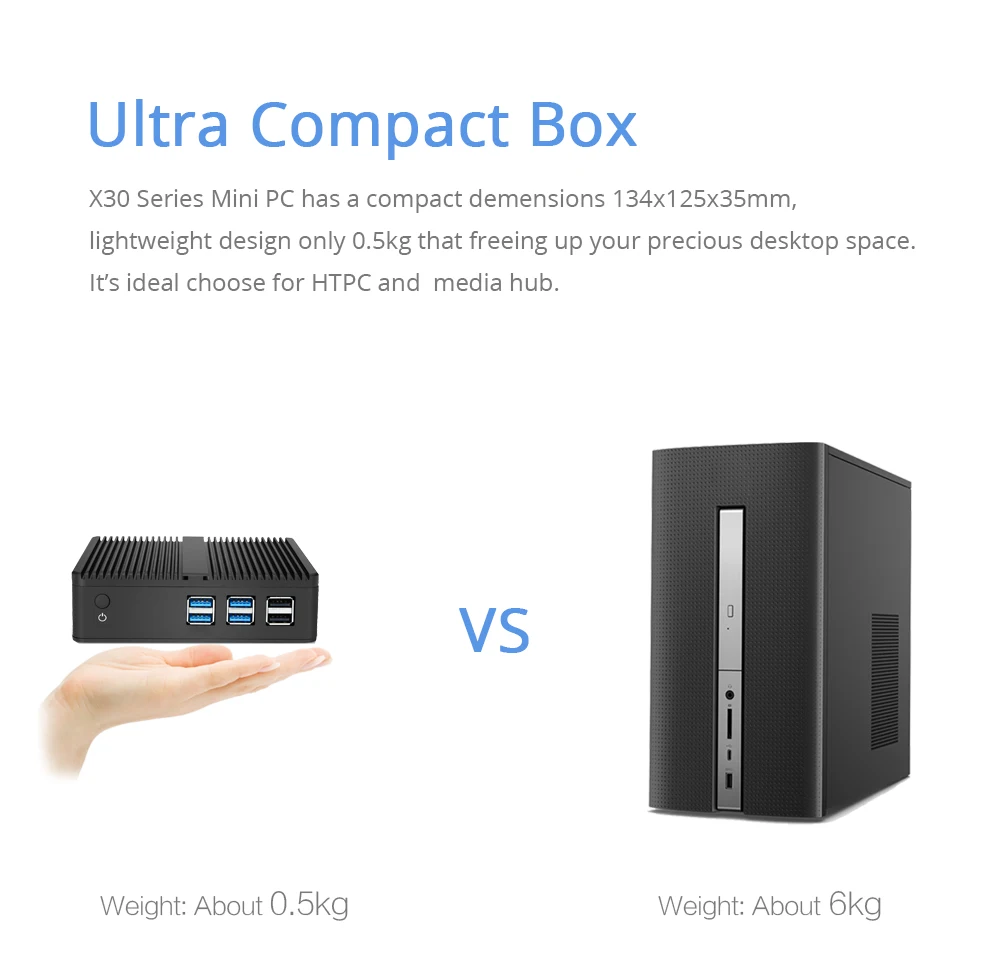 XCY Fanless Mini PC Intel Core I7 4500U I5 4200U Gigabit Ethernet HDMI VGA Display 8x USB Ports Support WiFi Windows Linux