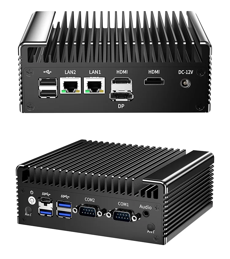Topton 2x2.5G Nics Intel N150 N100 Fanless Mini PC 2*COM NVMe DDR4 2*HD 1*DP Type-C Solid Firewall PC Industrial Mini Computer