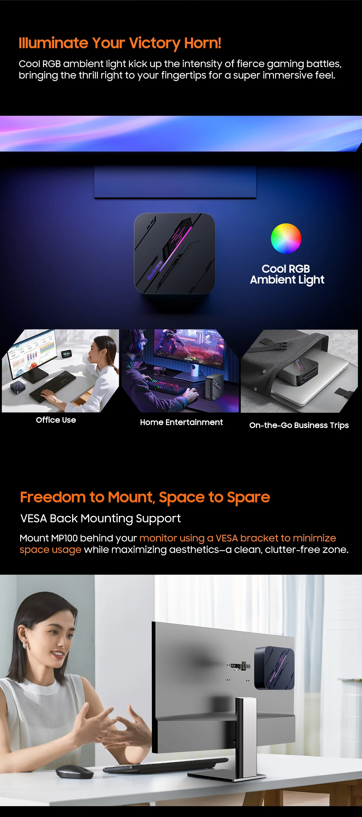 Blackview MP100 Mini PC AMD Ryzen5 7430U 16GB/32GB RAM 512GB/1TB ROM WiFi 6 Windows 11 6-Core 12-Thread BT5.2 Mini Computer PC