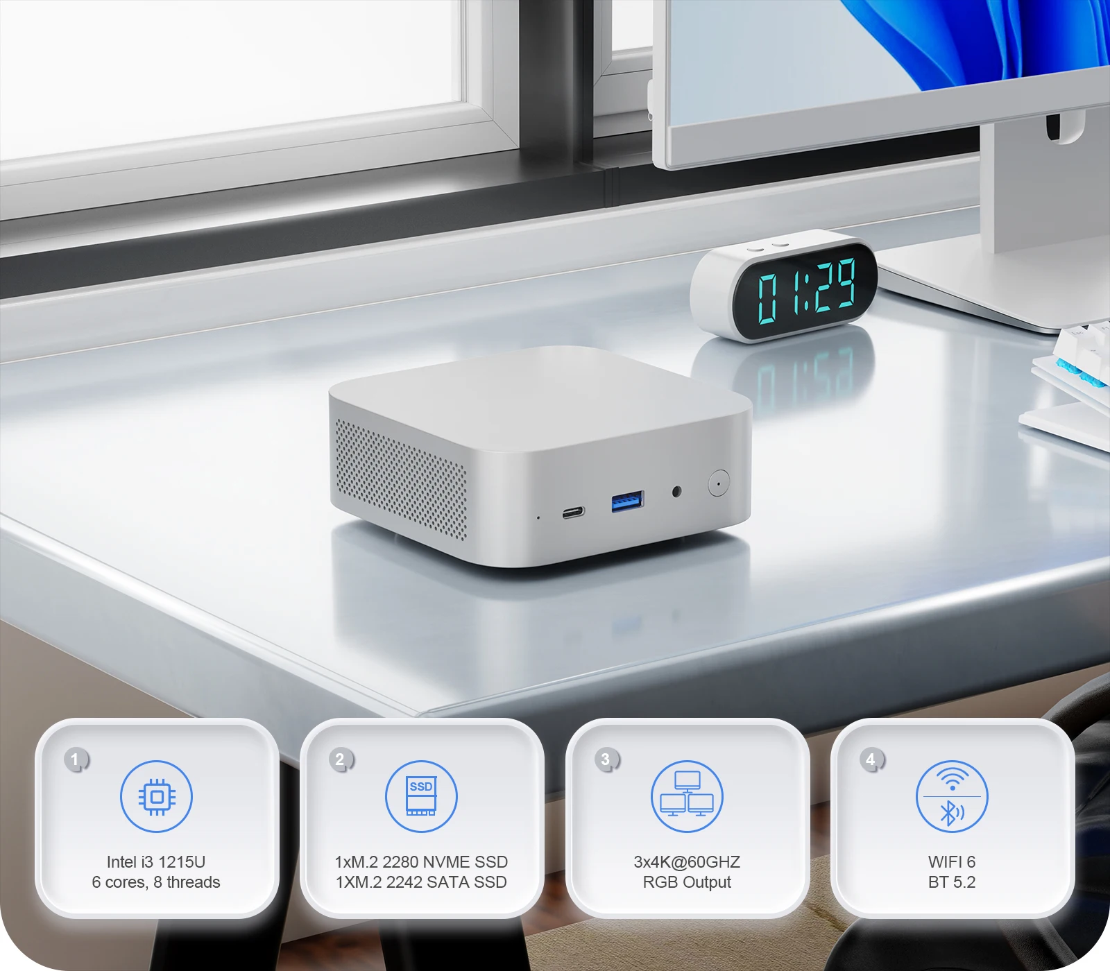 Mini PC Chatreey IT12M 1215U/AMD 6600H/7735HS/5400U WIFI6 Windows 11 Ultra Small Pocket Computer LPDDR5 4K 60Hz RGB Output
