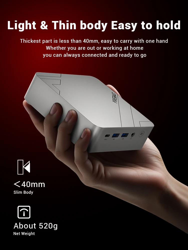 FIREBAT F1 P Mini PC 16GB/24GB LPDDR5 5600MHz 512GB/1TB SSD AMD Ryzen 7 H 255 Win11 Pro Wi-Fi 6 BT5.2 USB4.0 Gaming Desktop Mini Computer