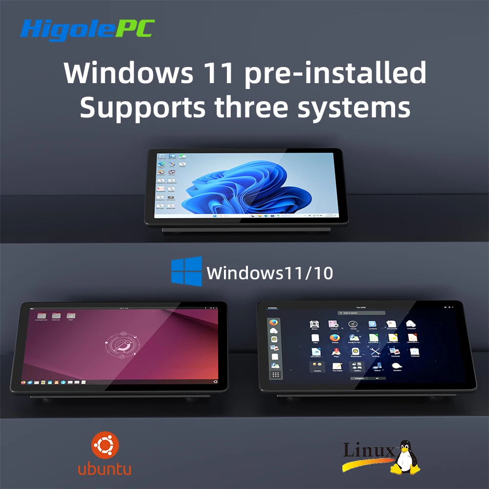 HIGOLE Mini PC Celeron N5095 8GB RAM/128GB ROM 10.1 Inch Touchscreen Mini Computer Dual RS232 HDMI,Auto-Boot Mini Desktop PC
