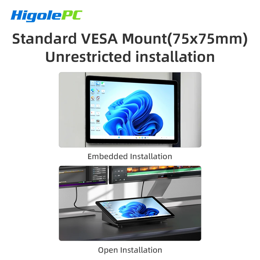 HIGOLE Mini PC Celeron N5095 8GB RAM/128GB ROM 10.1 Inch Touchscreen Mini Computer Dual RS232 HDMI,Auto-Boot Mini Desktop PC