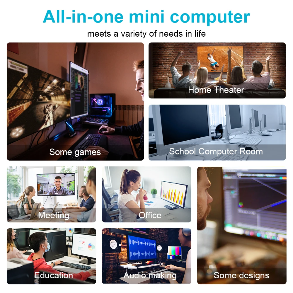 AMD Ryzen 5 5500U Ryzen 3 4300U/5300U Mini PC Windows 11 PRO DDR4 3200MHz NVME SSD WiFi6 BT5.2 Desktop Mini PC Gamer Computer