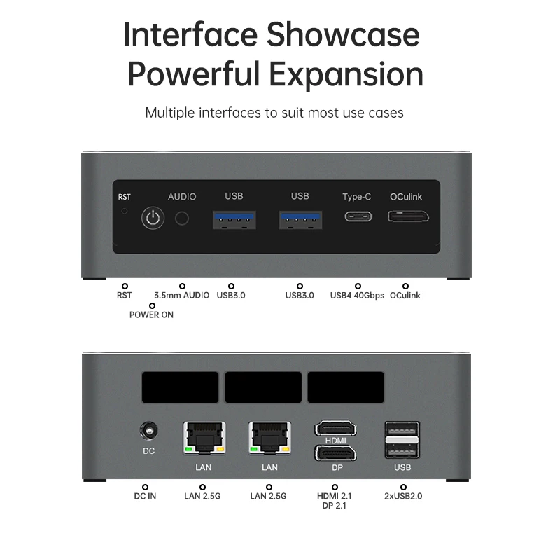 TOPC AMD Ryzen 7 7840HS Mini PC Radeon 780M DDR5 5600MHz WiFi 6E 2.5G LAN OCuLink USB4 Barebone Gaming Computer