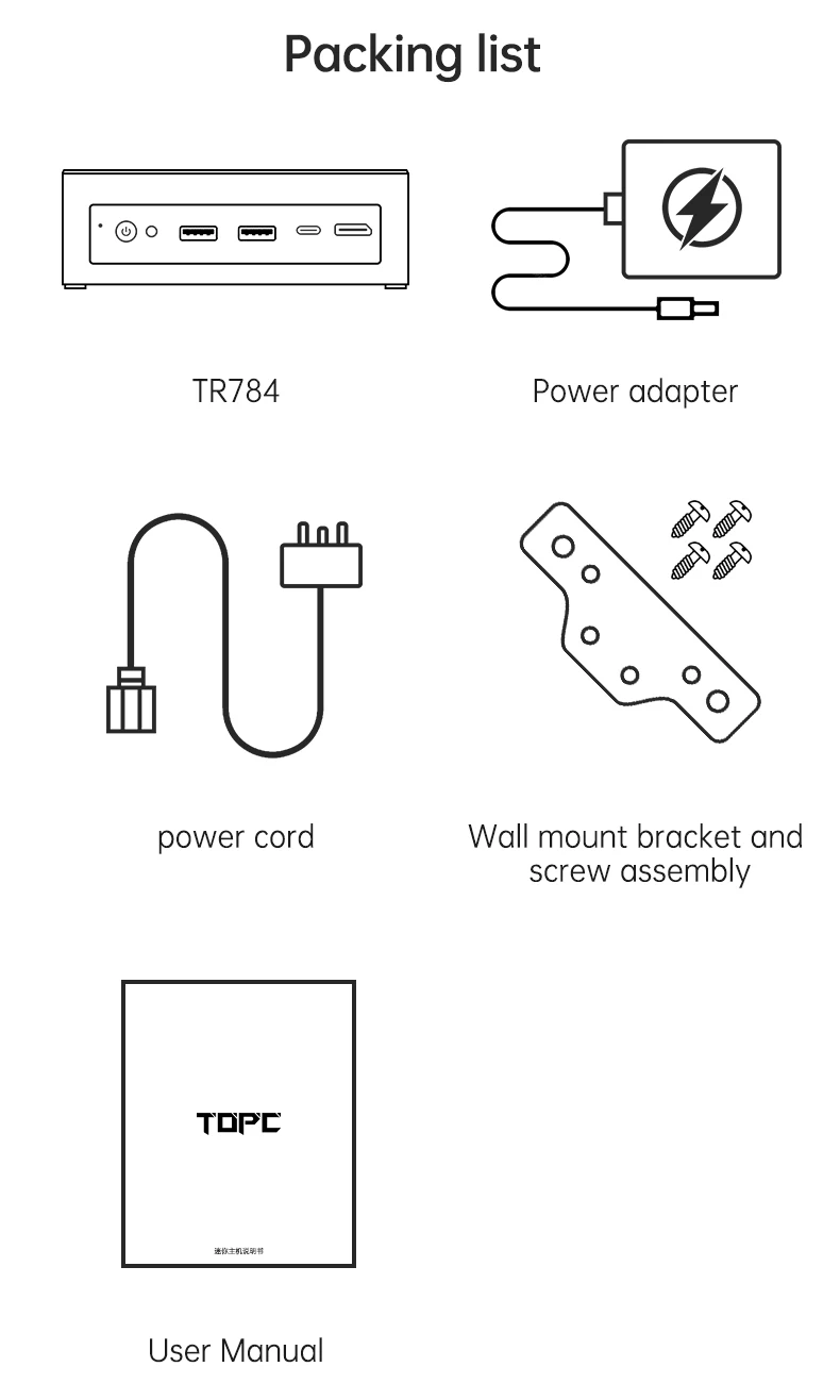 TOPC AMD Ryzen 7 7840HS Mini PC Radeon 780M DDR5 5600MHz WiFi 6E 2.5G LAN OCuLink USB4 Barebone Gaming Computer