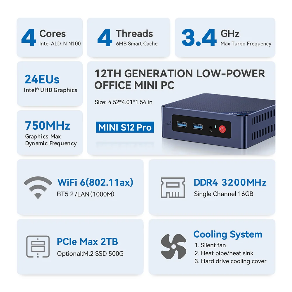 Beelink Mini S13 Twin Lake N150 16G 500G S12 Pro Intel 12th N100 Mini S/S12 Intel N5095/N95 DDR4 Windows 11 Desktop Computer