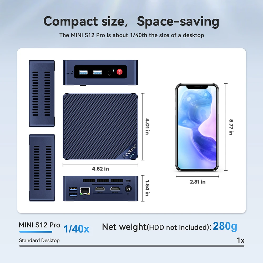 Beelink Mini S13 Twin Lake N150 16G 500G S12 Pro Intel 12th N100 Mini S/S12 Intel N5095/N95 DDR4 Windows 11 Desktop Computer