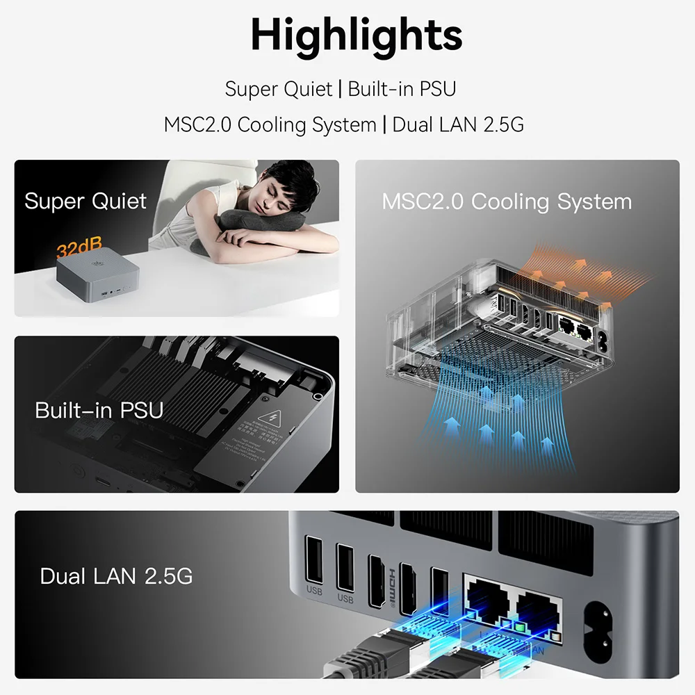 Beelink EQR7 AMD R7 7735U EQR6 R5 6600U EQR5 R5 5500U Mini PC DDR4 16G RAM 500G SSD Windows 11 WiFi6 4K 1000M Desktop Computer