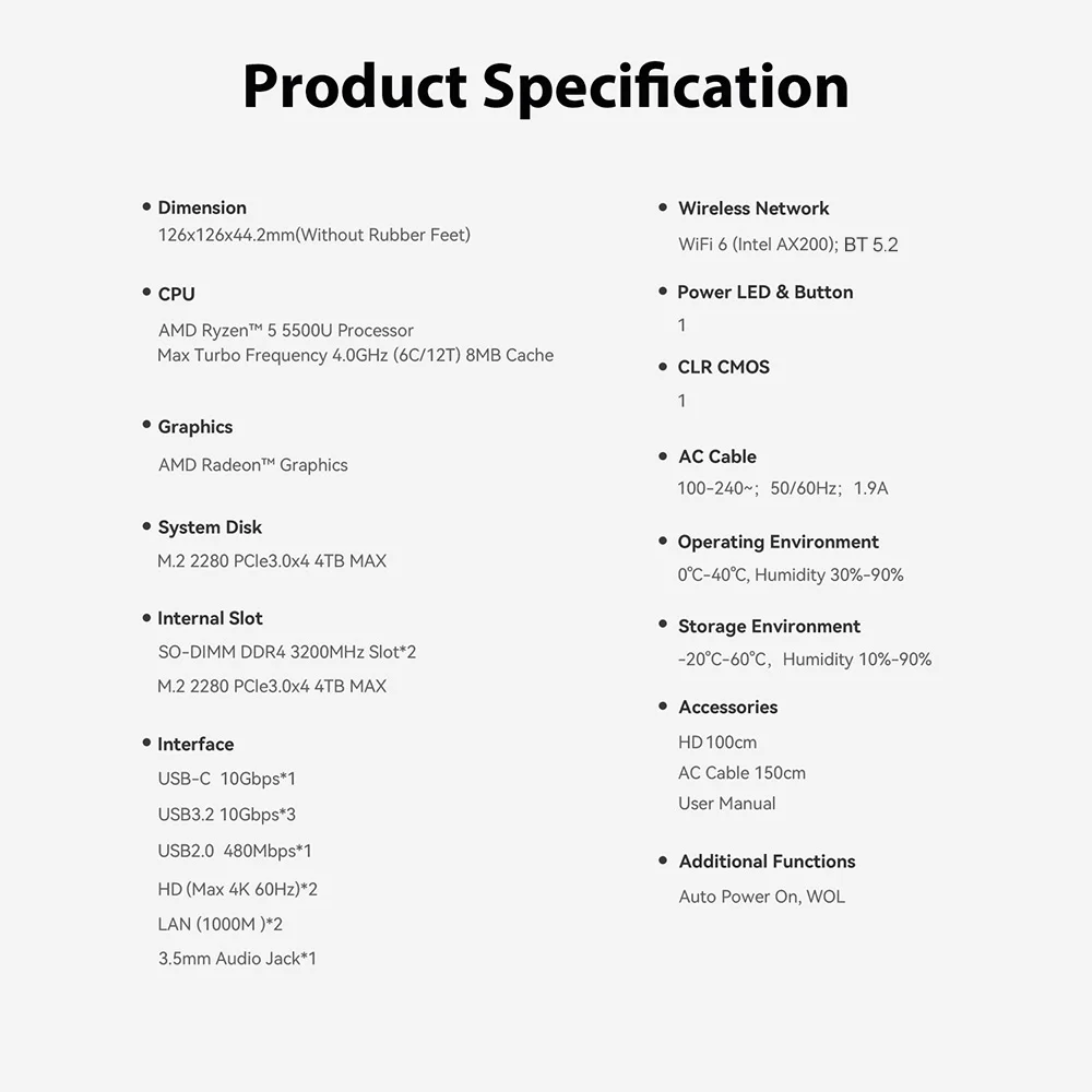 Beelink EQR7 AMD R7 7735U EQR6 R5 6600U EQR5 R5 5500U Mini PC DDR4 16G RAM 500G SSD Windows 11 WiFi6 4K 1000M Desktop Computer