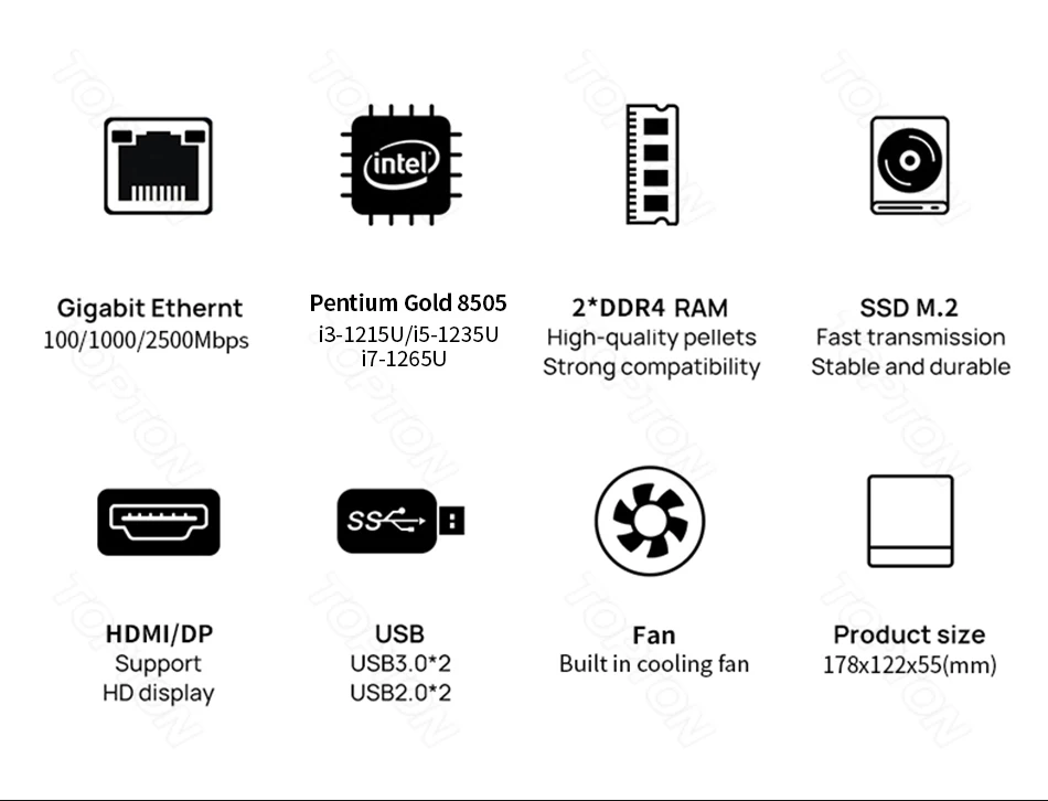 Topton Metal Firewall Router Intel I7 13620H I3 1215U U300 4x2.5G LAN I226-V DDR4 NVMe Proxmox PfSense OPNsense Mini PC Server