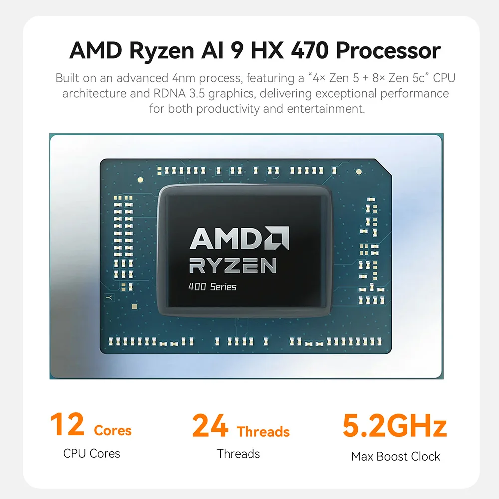 New Beelink SER9 Pro/SER10 Max Ryzen AI9 HX370/HX470 Powerful AI PC 32G 1T SER8 8745HS 8845HS Mini Gaming PC Desktop Computer