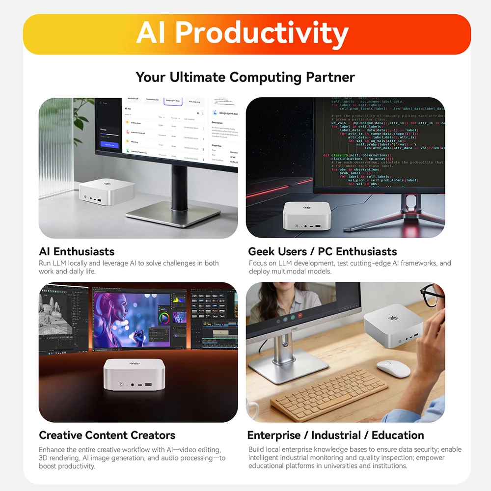 New Beelink SER9 Pro/SER10 Max Ryzen AI9 HX370/HX470 Powerful AI PC 32G 1T SER8 8745HS 8845HS Mini Gaming PC Desktop Computer