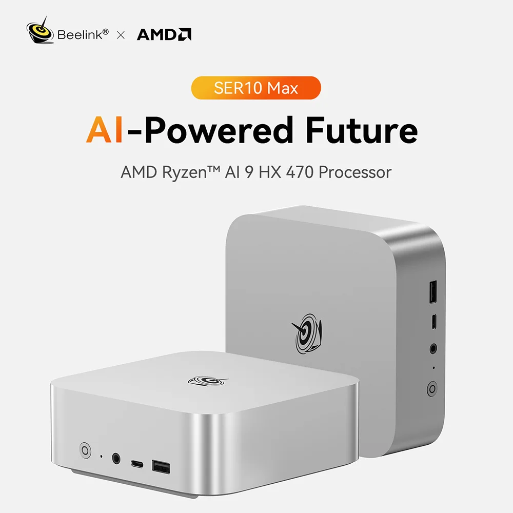 New Beelink SER9 Pro/SER10 Max Ryzen AI9 HX370/HX470 Powerful AI PC 32G 1T SER8 8745HS 8845HS Mini Gaming PC Desktop Computer