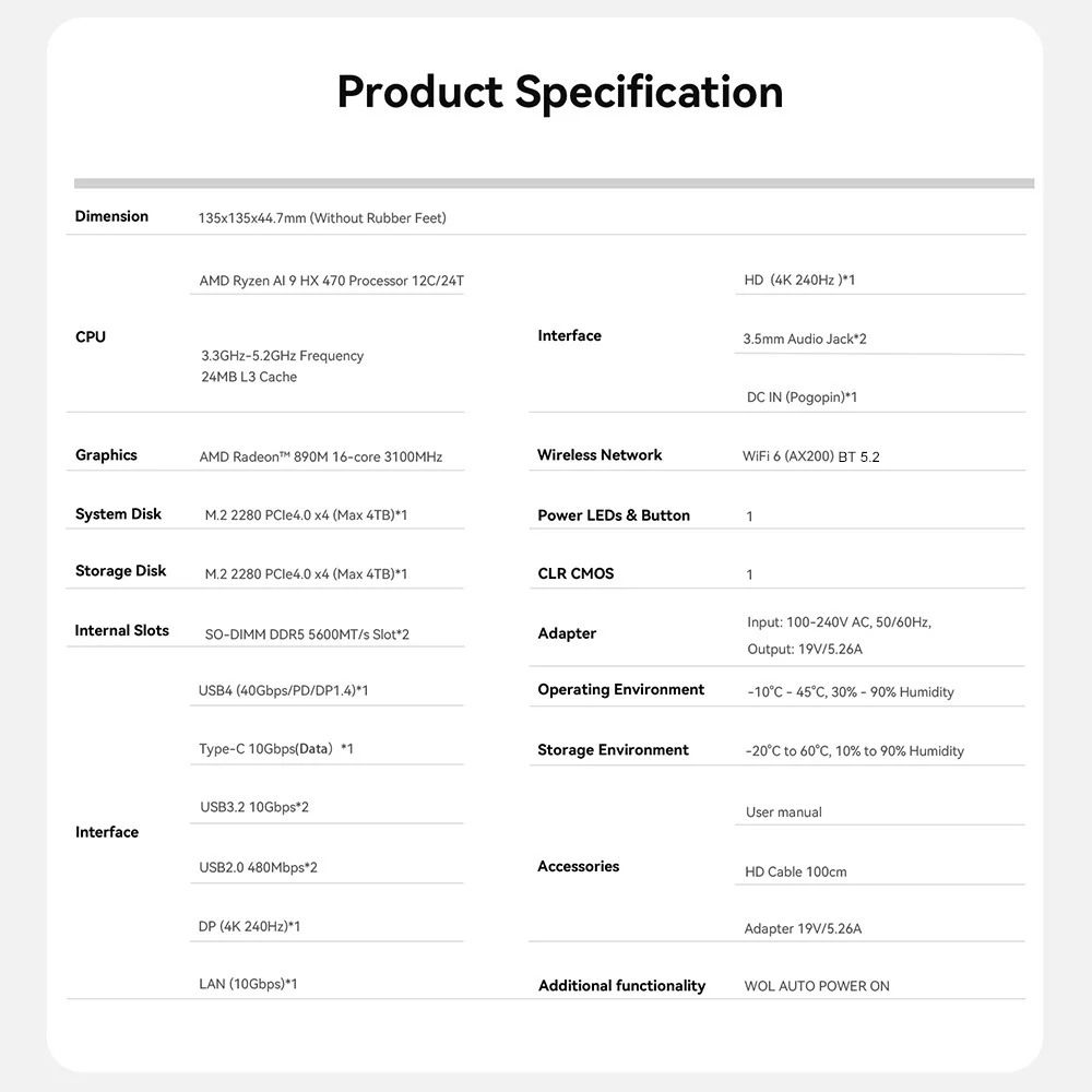 New Beelink SER9 Pro/SER10 Max Ryzen AI9 HX370/HX470 Powerful AI PC 32G 1T SER8 8745HS 8845HS Mini Gaming PC Desktop Computer