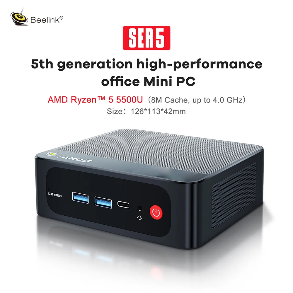 Beelink SER5 AMD Ryzen5 5500U R3 3200U DDR4 16G 500G SER5 Max Ryzen7 6800U/7735HS Mini PC Win 11 4K WIFI6 Type-C Gaming Computer