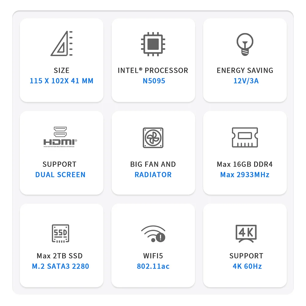 Beelink Min S N5095 S12 N95 S13 N150 Mini PC Win11 Intel 11th Gen Jasper Lake 8GB 16GB 256GB 128GB SSD Wifi BT 1000M LAN Desktop