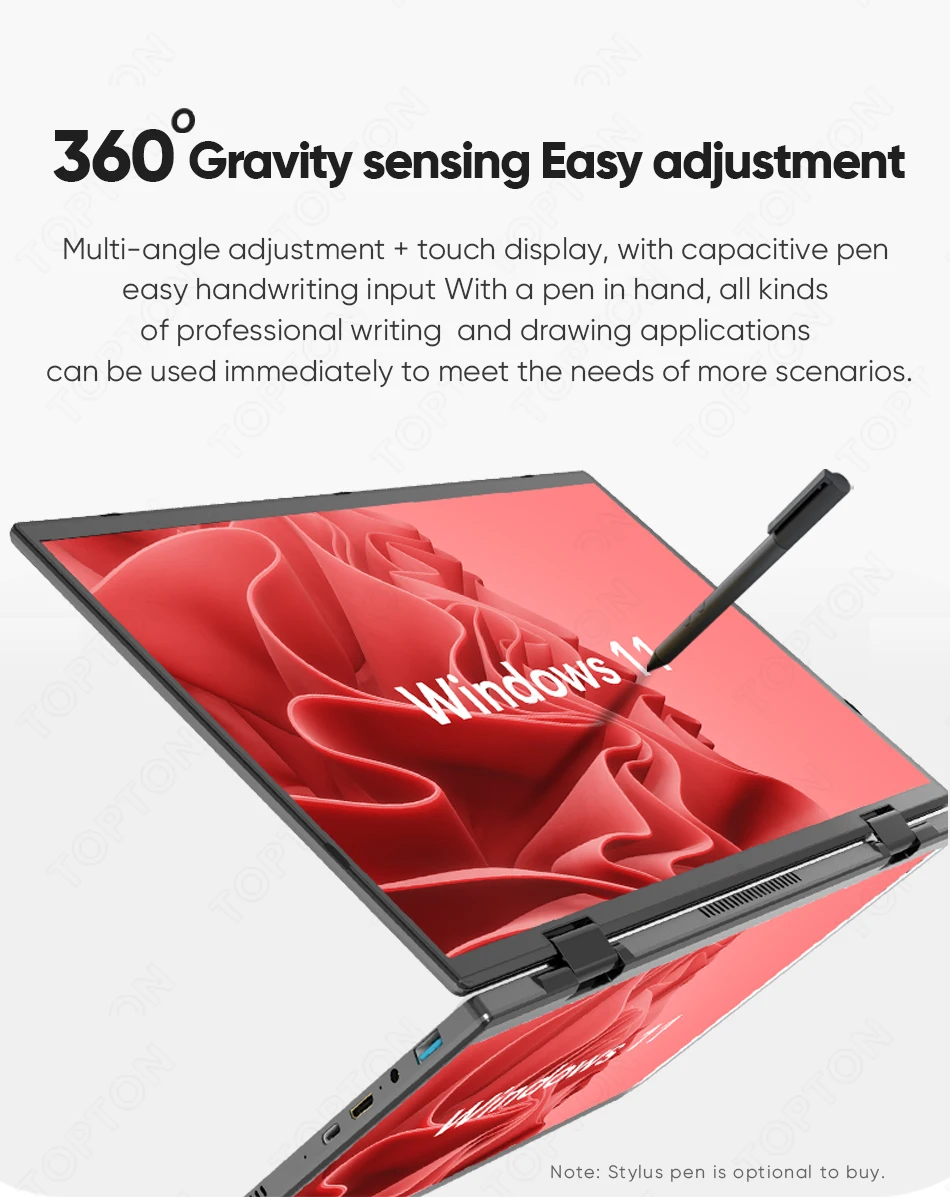 Topton L15 360° YOGA Laptop Intel N95 N100 Dual 10.5 Inch IPS Touch Screen Windows 11 2 in 1 Tablet Notebook Office Mini PC