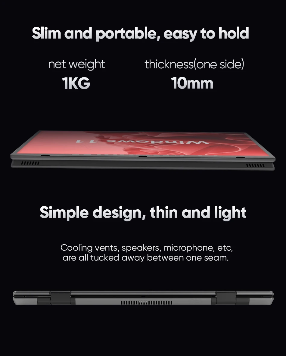 Topton L15 360° YOGA Laptop Intel N95 N100 Dual 10.5 Inch IPS Touch Screen Windows 11 2 in 1 Tablet Notebook Office Mini PC